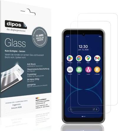 dipos – 2x Pantserfolie geschikt voor Ingenico Axium NX8 | 9H Screenprotector