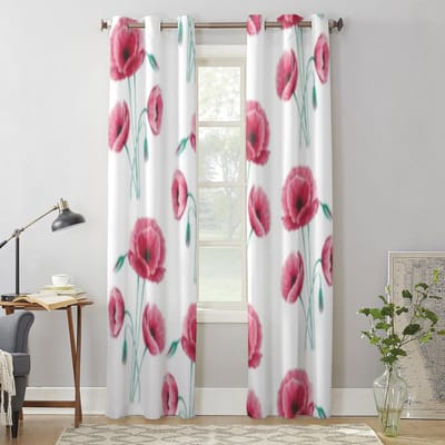 Rode Klaproos Bloem Raamgordijnen Voor Woonkamer Luxe Slaapkamer Decor Gordijnen Keuken Raambekleding Gordijnen 135W x 60H(cm) x1