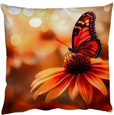 Sierkussens - Kussentjes Woonkamer - 50x50 cm - Vlinder - Bloemen - Oranje