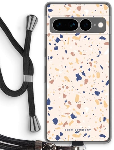 Case Company® - Hoesje met koord geschikt voor Google Pixel 7 Pro hoesje met Koord - Terrazzo N°23 - Telefoonhoesje met Zwart Koord - Bescherming aan alle Kanten en Over de Schermrand