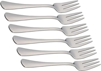 Set van 6 Kleine Dessertvorken van Roestvrij Staal voor Appetizers, Cocktails en Salades - 13.3 cm