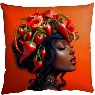 Sierkussens - Kussentjes Woonkamer - 50x50 cm - Vrouw - Chilipepers - Pepers - Bloemen