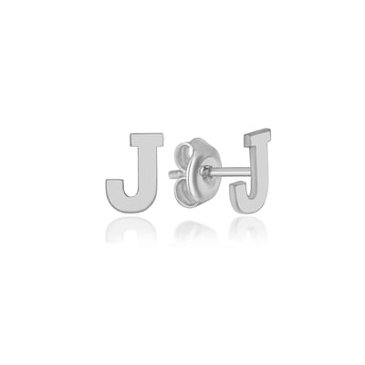 Letter J Initial Oorknoppen (zilvergehalte 925 Sterling) Oorknoppen Zilver Oorbel Trendy Minimalistisch Combi Bedel