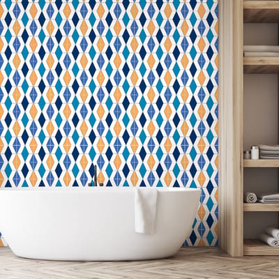 Zelfklevende tegelmuurstickers voor keuken en badkamer - 60 cementtegelstickers, Azulejos Lupitacia - 60 stickers, 20x20cm