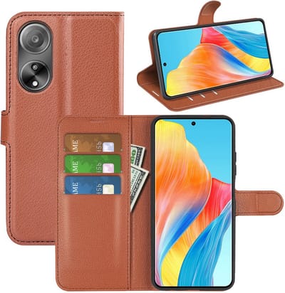 MobyDefend Hoesje - Geschikt voor Oppo A98 - Kunstleren Wallet Book Case (Sluiting Voorkant) - Bruin