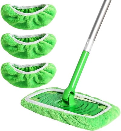 4 Stuks Doeken geschikt voor Swiffer Sweeper - Vloerwisser accessoires - Groene Vervangende Cover Droge Vloerdoeken - Vervangende veegdoeken - herbruikbare microvezeldoekhoes