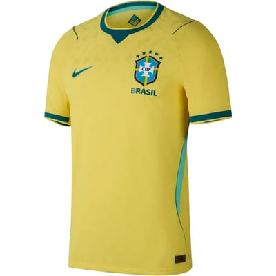 Nike Braziliaans elftal 2026 Match Thuis Nike Aero-FIT voetbalshirt - Voetbalshirt - Maat M - Canary/Light Menta/Geode Teal / Blauw - Voetbalshirt - Voetbal - Heren Voetbalshirt voor Mannen