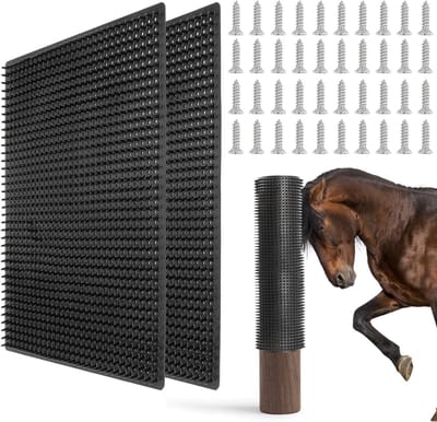 Bull Claw Board - Krabmat voor Paarden - Krabmand - 36x30 cm - Voldoet aan Diverse Krabbehoeften - Gemakkelijk te Onderhouden - Zwart - 2 Stuks