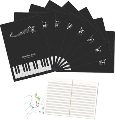 8-delige Muziekboek Set met Liniaal en Notitieboek voor Scholen en Muziekinstellingen - 12 Staf en 32 Lege Muziekbladen voor Kinderen en Volwassenen