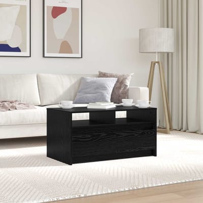 vidaXL - Salontafel - Zwart - Eiken - 90 - x - 50 - x - 45 - cm - Bewerkt - hout