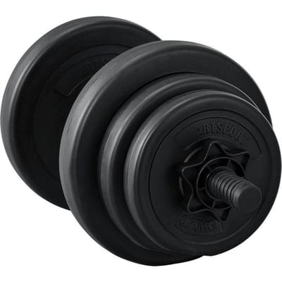 Juskys – Dumbbel 10 kg – 45 x 2,5 cm – Voorzien Van Sterversluitingen En Antislip Handgrepen – Voor Krachttraining En Spieropbouw – Zwart Kunststof En Metaal