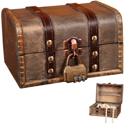 Allecto - Houten schatkist - Piratenkist voor kinderen - Vintage