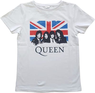 Queen - Vintage Union Jack Kinder Tshirt - Kids tm 6 jaar - Wit