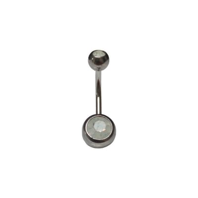 Aramat Jewels | Navelpiercings | Sprankelende Zirkonia Navelpiercing - Chirurgisch Staal | Wit | |10mm | Staal | Volwassenen | Verkleurd niet