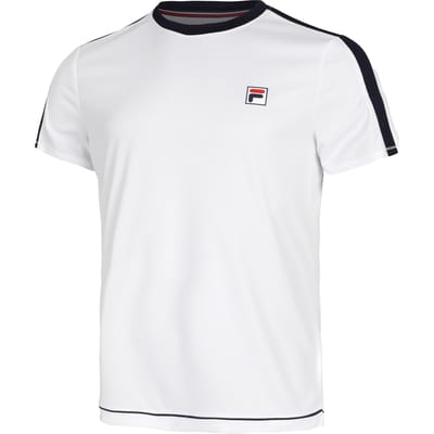 Fila Elias T-shirt Heren-Wit,Donkerblauw