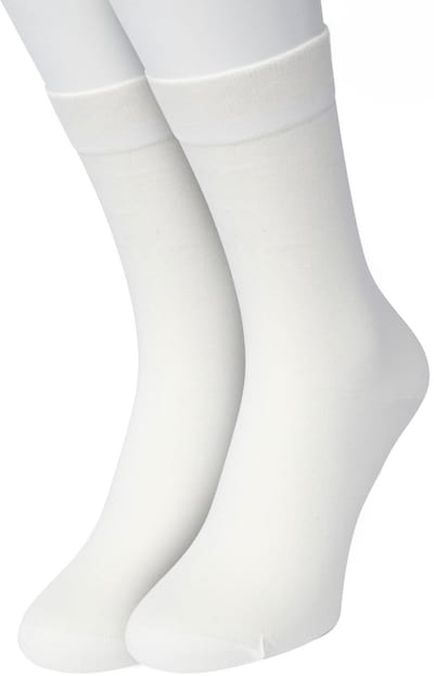 Bonnie Doon Basic Sokken Dames Off White maat 36/42 - 2 paar - Basis Katoenen Sok - Gladde Naden - Brede Boord - Uitstekend Draagcomfort - Perfecte Pasvorm - 2-pack - Multipack - Effen - Gebroken Wit - Crème - Ecru - Off White - OL834222.110