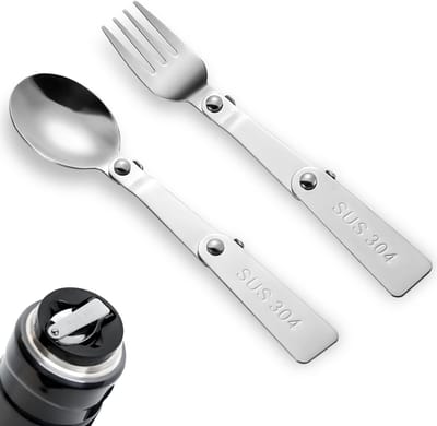2st Vervangende Lepel & Vork voor Thermos, Roestvrij Staal Opvouwbare Lepel en Dinervork voor Buitenshuis Reizen Vervangende Onderdelen Compatibel met Thermos Funtainer 16oz Voedselpot