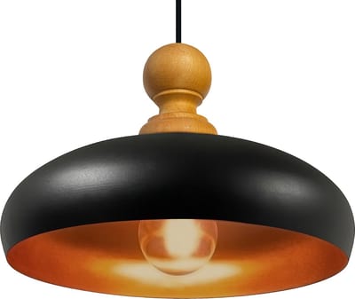 Bamyum Hanglamp Androa Plafondlamp Ø40 cm Zwart Lamp 1-Lichts Houten Plafondlamp