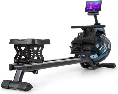 Capital Sports Flow Roeimachine - Waterroeimachine met 80 cm glijrail, Roeimachine waterweerstand: 6 standen / max. 14 liter met trainingscomputer, zwart/zilver