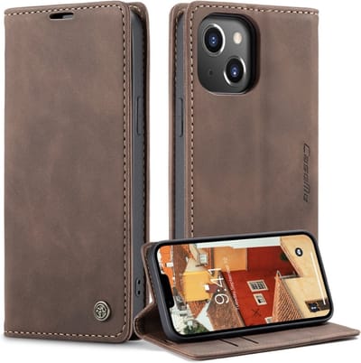CaseMe Hoesje - Geschikt voor iPhone 14 Hoesje - CaseMe 013 Book Case - Donkerbruin