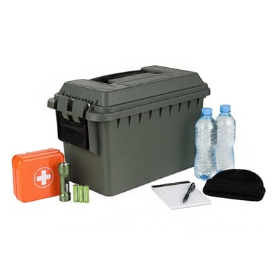 Plasticforte Nood Pakket opberg box kist - waterdicht - kunststof - 36 x 19 x 22 cm - 14 liter