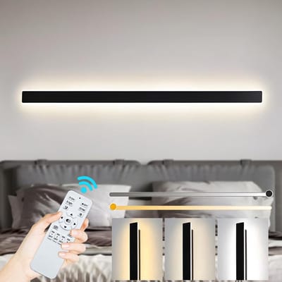 Moderne LED Wandlamp 100 cm - Dimbare Binnenverlichting Zwart met Afstandsbediening
