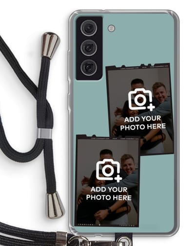 Gepersonaliseerd - Case Company® - Hoesje met koord geschikt voor Samsung Galaxy S21 FE hoesje met Koord - Polaroid Zwart - Telefoonhoesje met Zwart Koord - Bescherming aan alle Kanten en Over de Schermrand