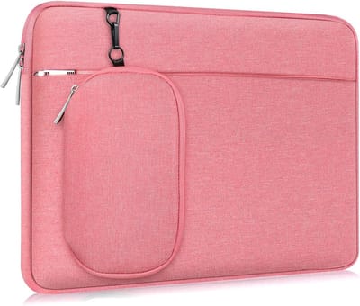 Famanu - 13-13,3 inch waterdichte laptophoes met PU, beschermende roze sleeve met accessoirevak voor Air/Pro en Surface