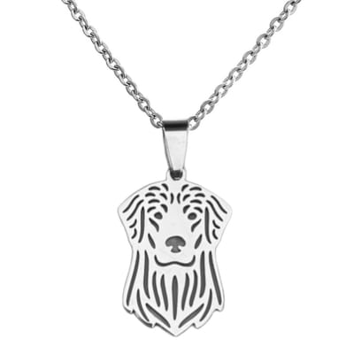 Fako Bijoux® - Ketting Met Hanger - Stainless Steel - RVS - Staal - Hond - Hondenkop - Retriever - Zilverkleurig