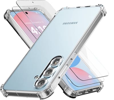 Hoesje geschikt voor Samsung Galaxy S24 FE Transparant - 2x screenprotector - beschermglas screen protector - Anti Shock hoesje case