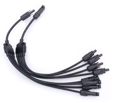 Zonnepaneel Y-kabel - Verlengkabel connector - Zonne-energie aansluiten - IP67 waterdicht - 1 tot 4 - Zwart
