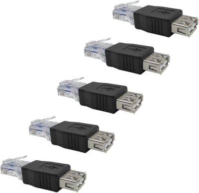 5 Stuks RJ45 Mannelijke naar USB Vrouwelijke Adapter voor Netwerk Router en LAN Kabels