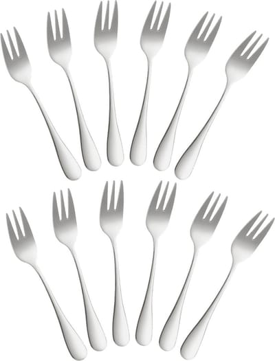 Fako Bijoux - 12x Gebaksvork / Dessertvork Classic - Vork - Vorkjes - 14cm - Zilver - 12 Stuks