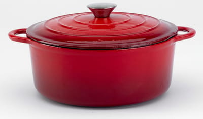 Relance Le beausette braadpan met druppeldeksel - Ø 24 cm - gietijzer - rood