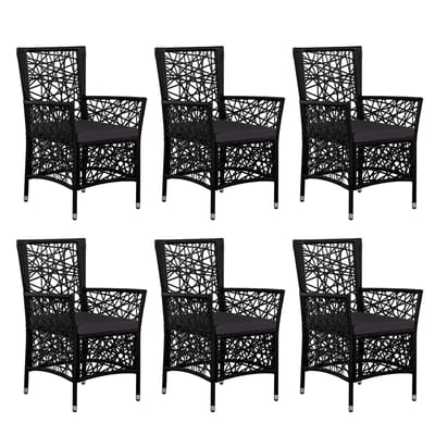 vidaXL - 7-delige - Tuinset - poly - rattan - zwart