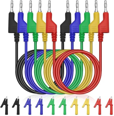 Meetkabels Set - Testkabels Multimeter - Elektrische Metingen - Geïsoleerde Klemmen - 5 Stuks - Veelkleurig