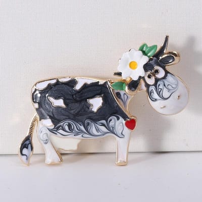 Schattige Draag Bloem Vee Broches Voor Vrouwen Kinderen Emaille Koe Feest Broche Spelden Cadeaus