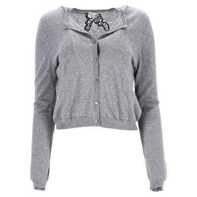 RED Valentino vest met strik in grijze wol