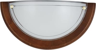 Ronde Houten Wandlamp Donker Ø 30cm met Gebogen Glas - Sfeervolle Binnenverlichting