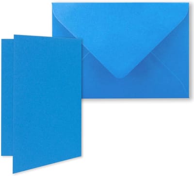 Vouwkaarten Set - Uitnodigingskaarten Ansichtkaarten - Feestelijke Gelegenheden - Volledig Gekleurd Papier - DIN B6 - Azura Blauw
