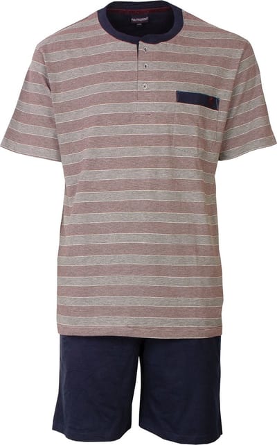 Paul Hopkins Heren Shortama - Pyjama Set - Rood/Grijs - Maat S