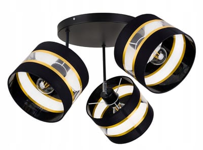 Moderne Zwarte Plafondlamp met Goudkleurige Strepen - 20cm