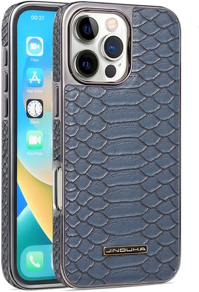 Stravo × JINDUKA Exclusief Leren Hoes voor iPhone 16 Pro | KoningsblauwMilitair-grade Bescherming · Zijdezacht