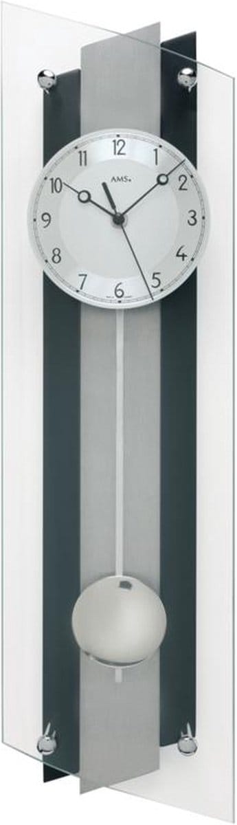 AMS 5262 - Klok - Hout/Aluminium/Glas - 16x59 cm - Transparant