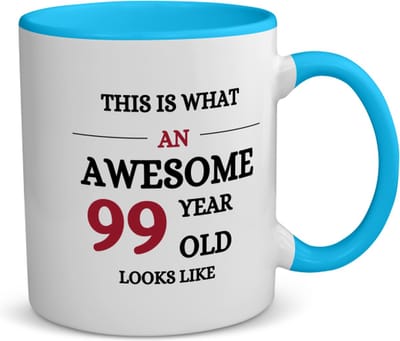 Akyol - this is what an awesome 99 year old looks like koffiemok - theemok - blauw - Hoera 99 jaar - iemand die 99 jaar is geworden - de jarige - verjaardagscadeau - kado - geschenk - gift - leuke verjaardagscadeau - felicitatie - 350 ML inhoud