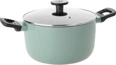 LEO Kookpot antikleef met deksel Sage - Ø 24x14cm - Groen - PFAS-vrij