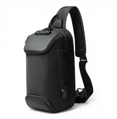 Crossbody - Sport Rugzak met Anti-Diefstal Slot - Slingbag - Zwart
