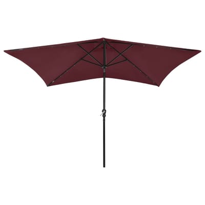 vidaXL - Parasol - met - LED's - en - stalen - paal - 2x3 - m - bordeauxrood