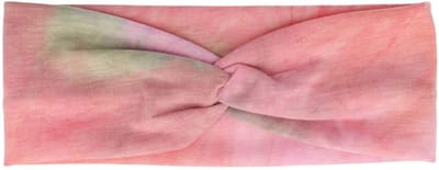Haarsoires Haarband Stof 8cm – Twist – Tie Dye Patroon – Jersey – Lichtgroen Roze - Zachte Knoop Hoofdband - Haaraccessoire voor Dames & Meisjes