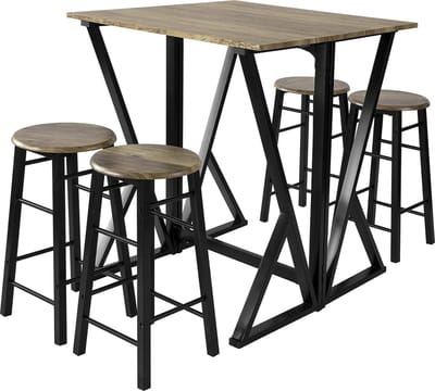 Bartafel met barstoelen - Krukken Set - Bistro Ensemble - Eetcombinatie - Feestmeubilair - Verzamelsuite - Entertainment Kit - Zwart - 89 x 40 x 80cm
